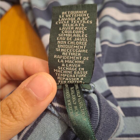 Lauren Ralph Lauren Blue Striped Long Sleeve Blouse size L - Picture 7 of 7